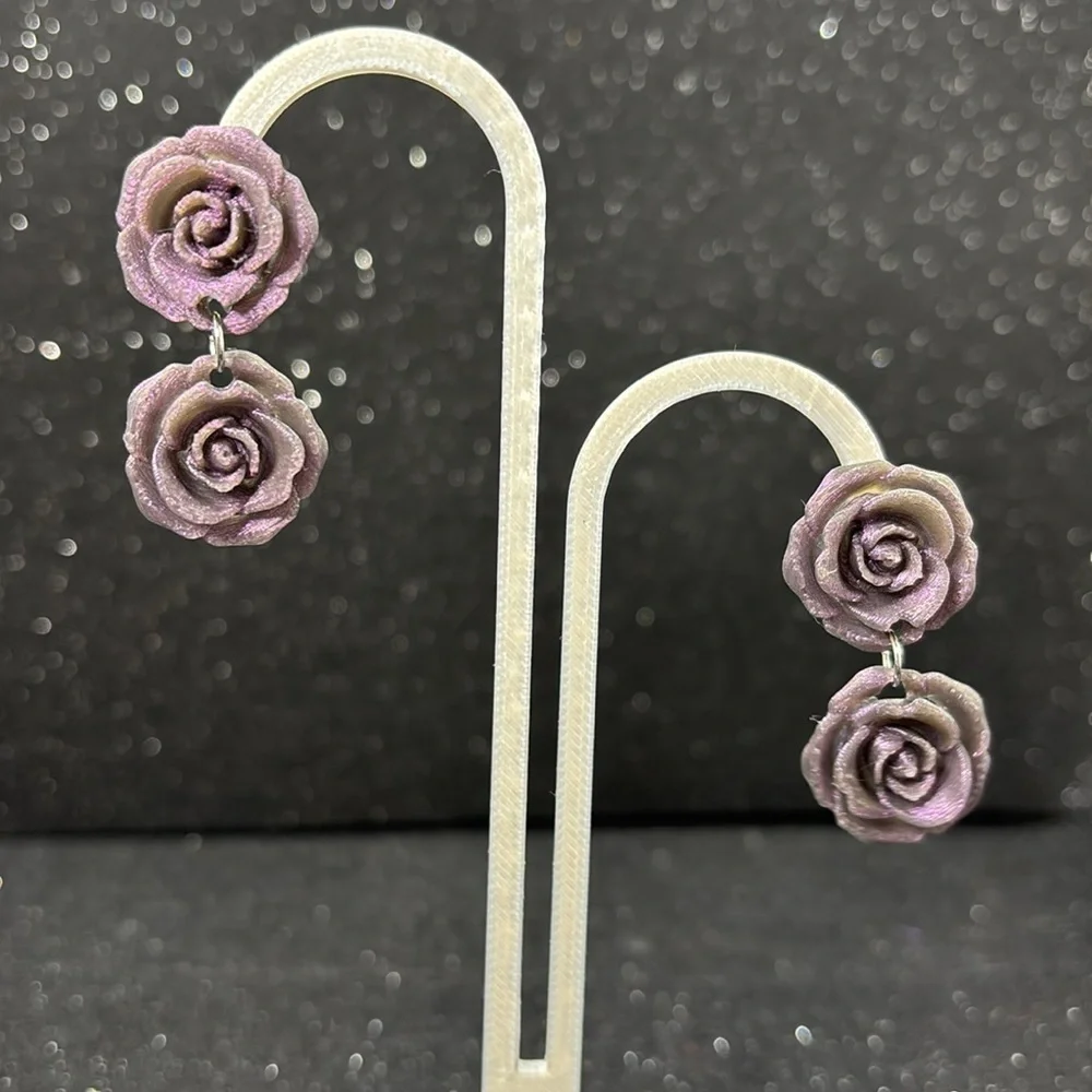 Purple and Gold Color Shift Flower Earrings